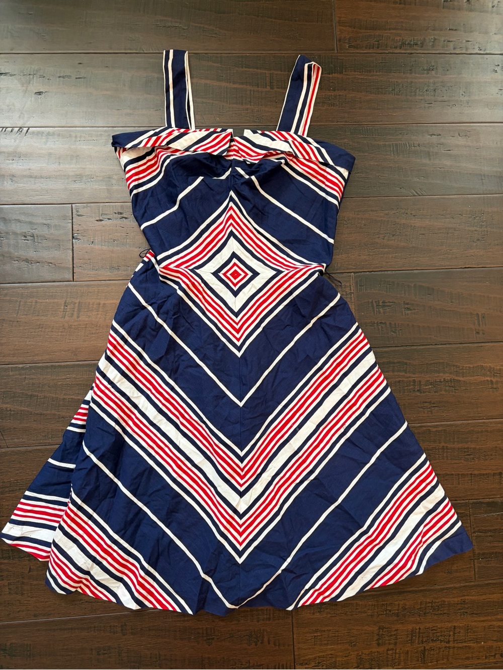 Vintage Navy Striped Sundress with Red & White Accents 4th of July Summer 90’s - Picture 2 of 10